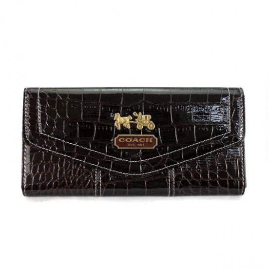 Coach Madison In Embossed Large Coffee Wallets EDO - Click Image to Close